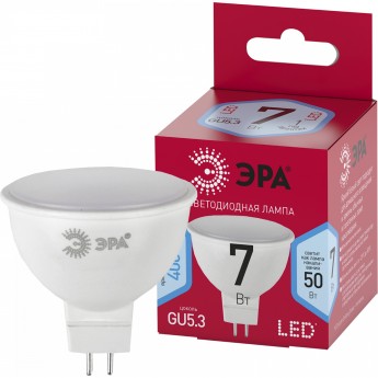 Лампа светодиодная ЭРА RED LINE LED MR16-7W-840-GU5.3 R 7Вт MR16 софит 4000К нейтр. бел. GU5.3 Б0050690