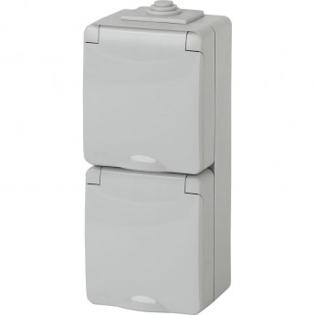 Розетка ЭРА 11-2607-03 2х2P+E верт. IP65 16A-250В ОУ серый